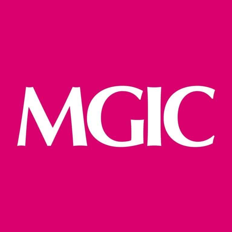 a logo for mgic is on a pink background