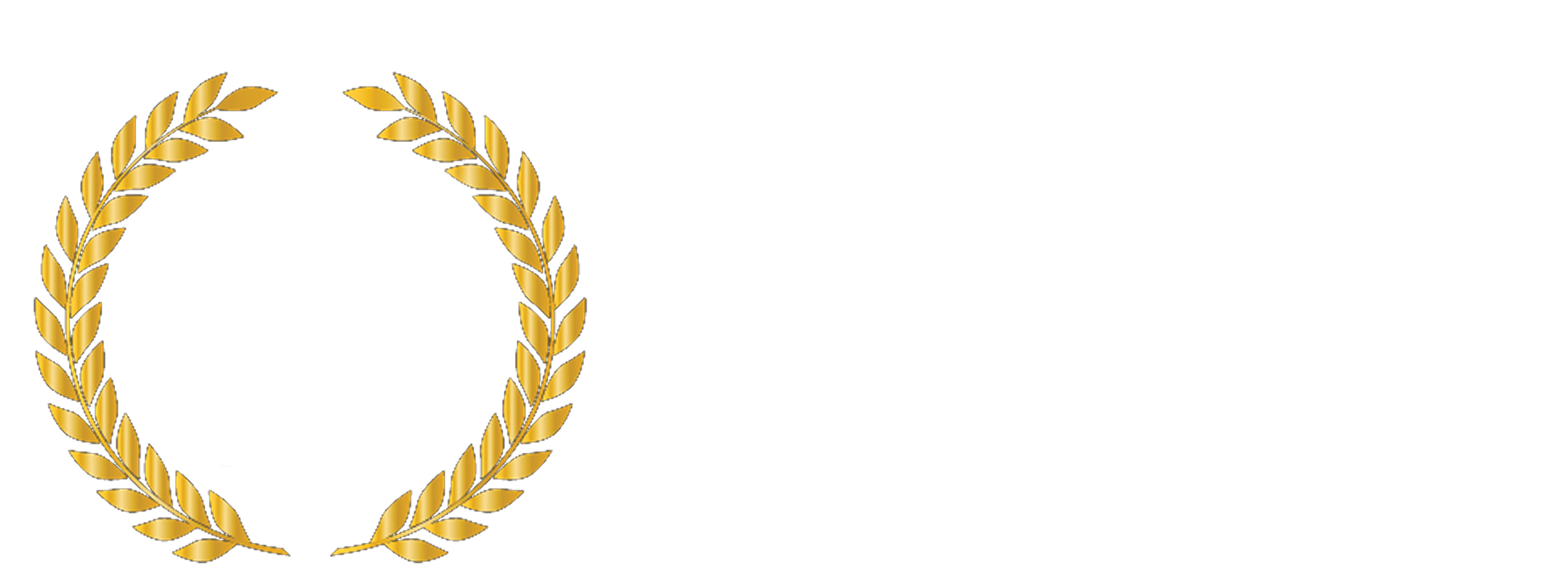A gold laurel wreath on a white background.