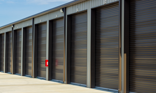 tall storage units with tall brown doors