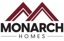 Monarch Homes logo with maroon roof peaks above black and gray text