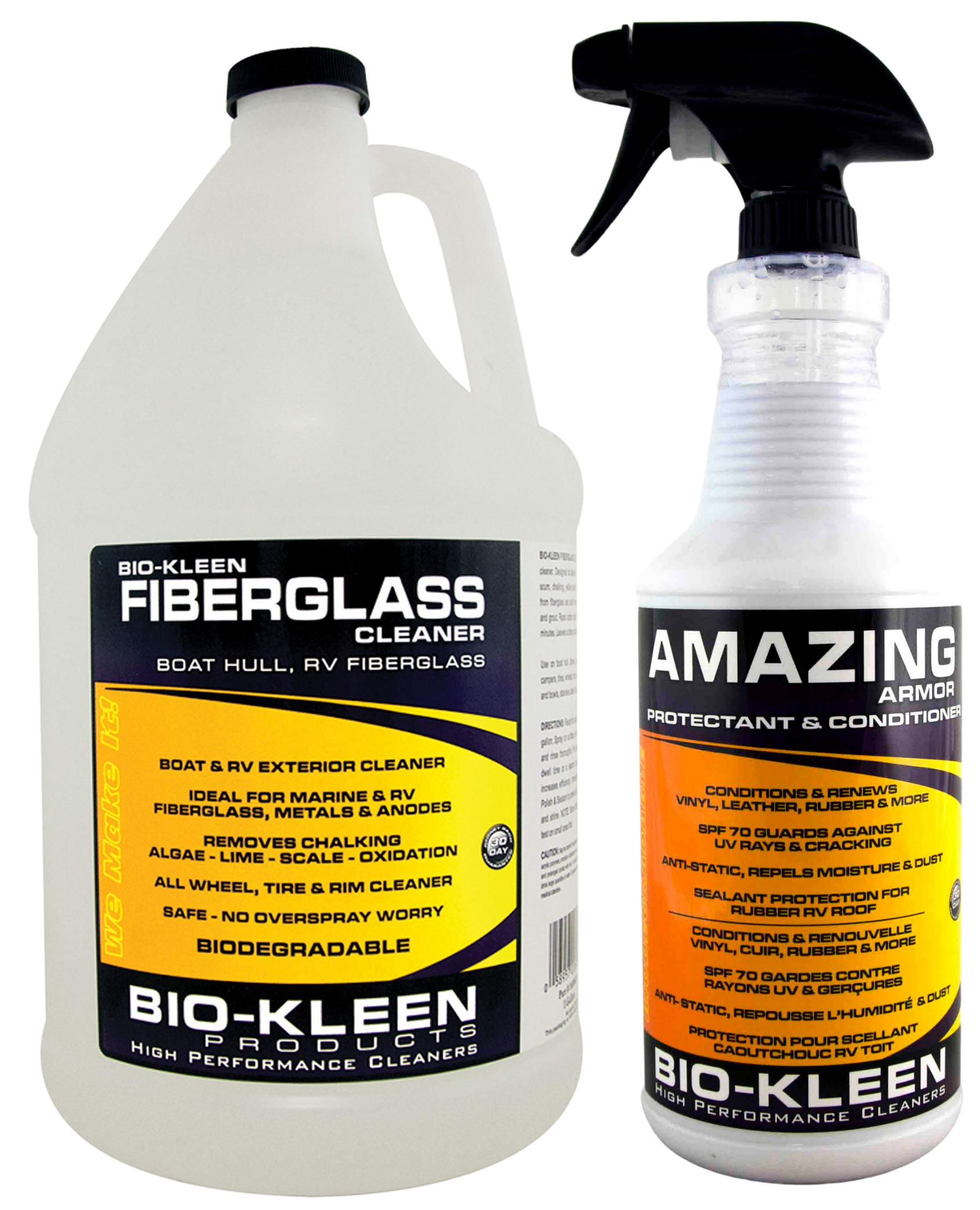 Two bottles of amazing fiberglass cleaner next to each other