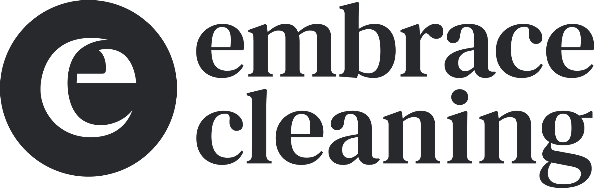 The logo for embrace cleaning is black and white.
