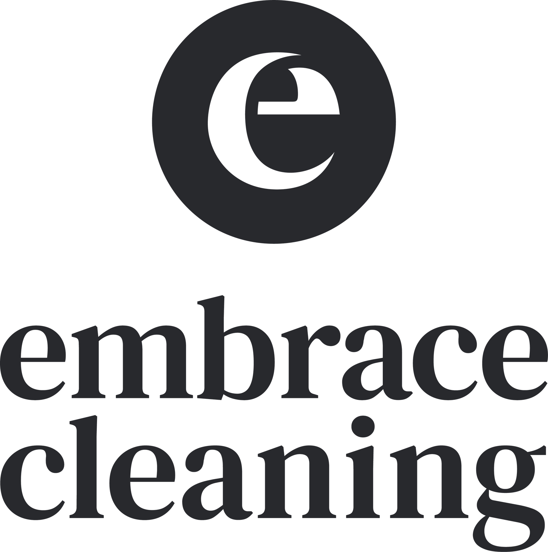 A black and white logo for embrace cleaning