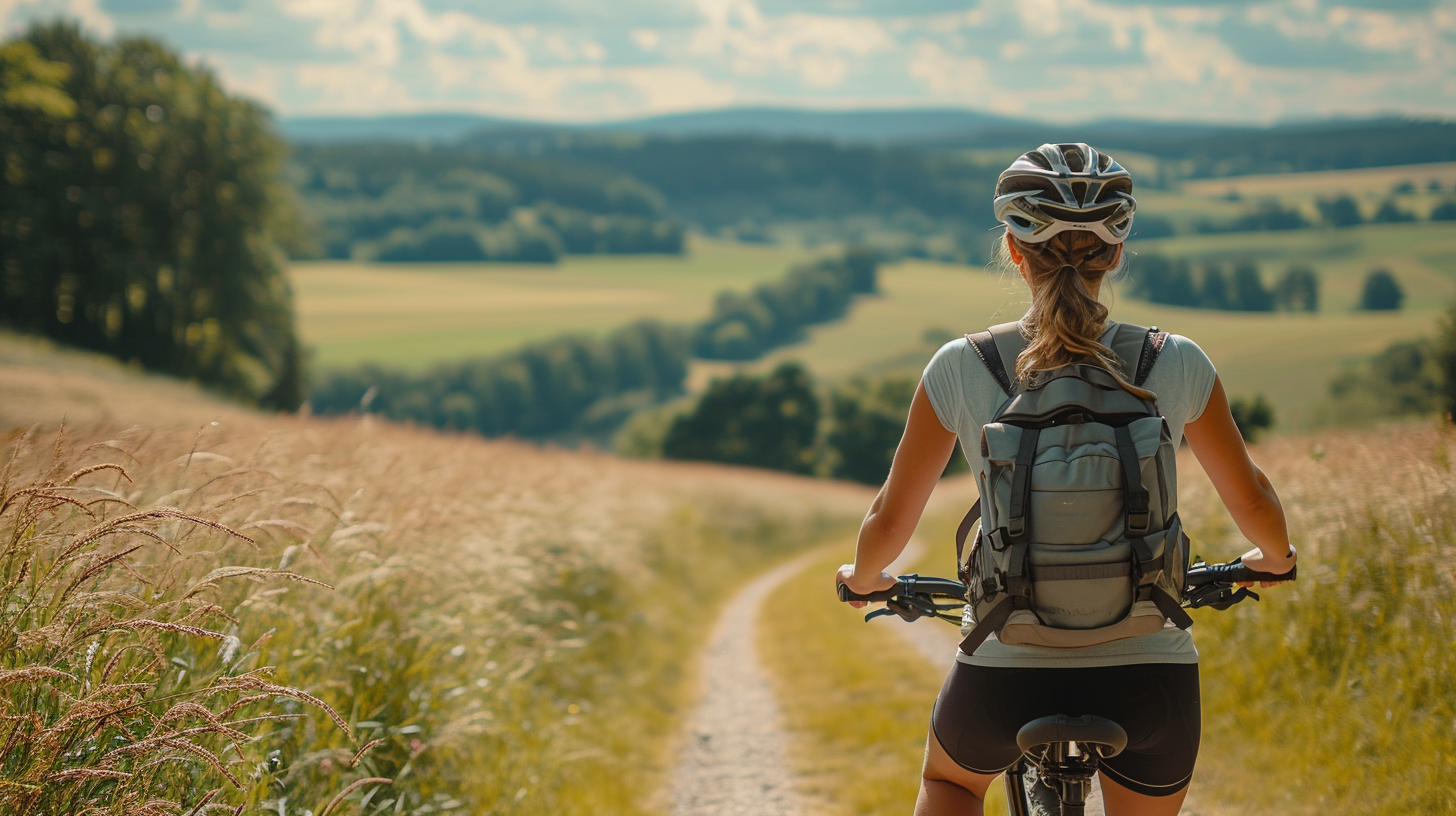 KI, AI, LLM, Midjourney, ChatGPT, Künstliche Intelligenz, Wirklichkeit, Frau auf Fahrrad