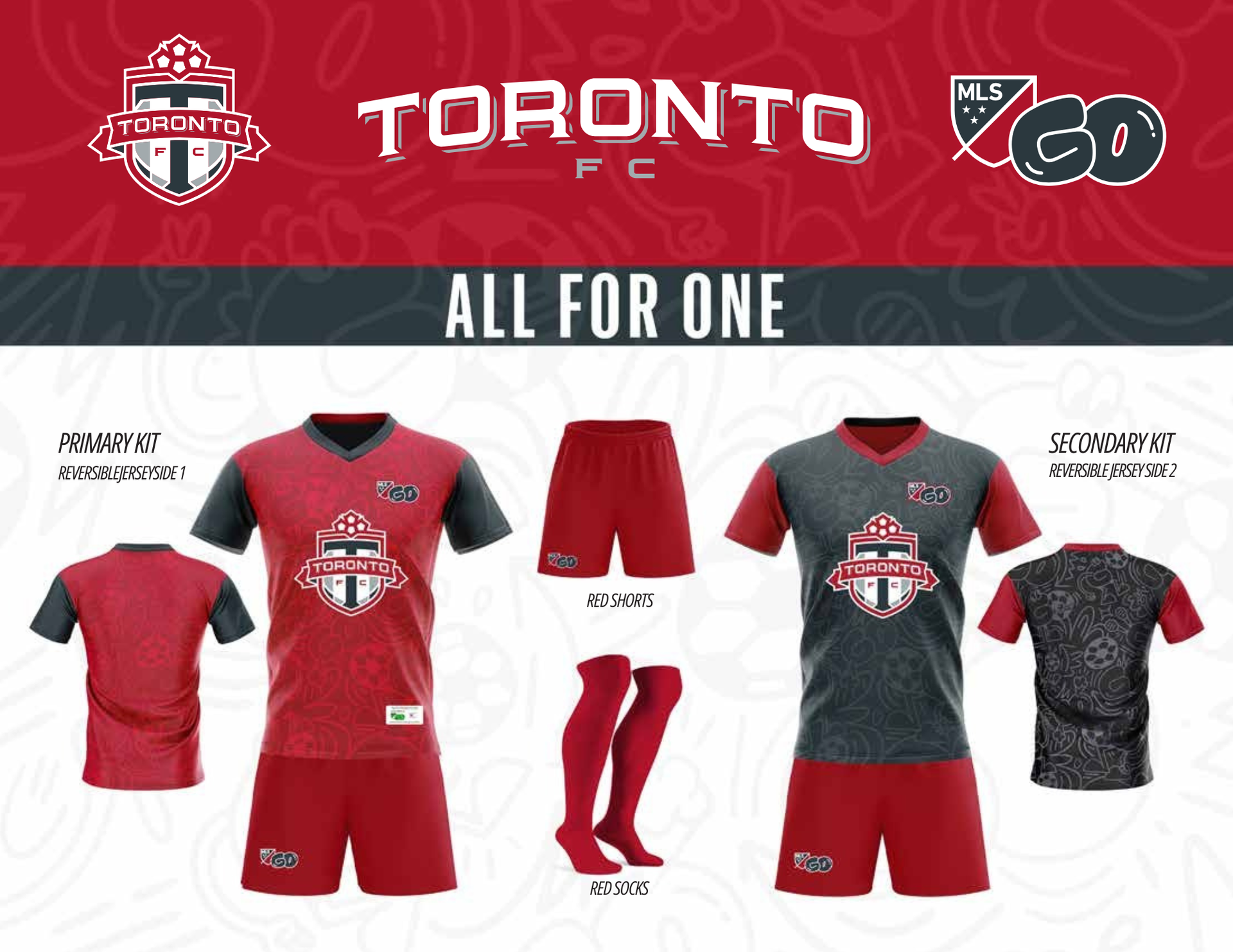 Toronto FC soccer kit design, red and gray, with team logo and