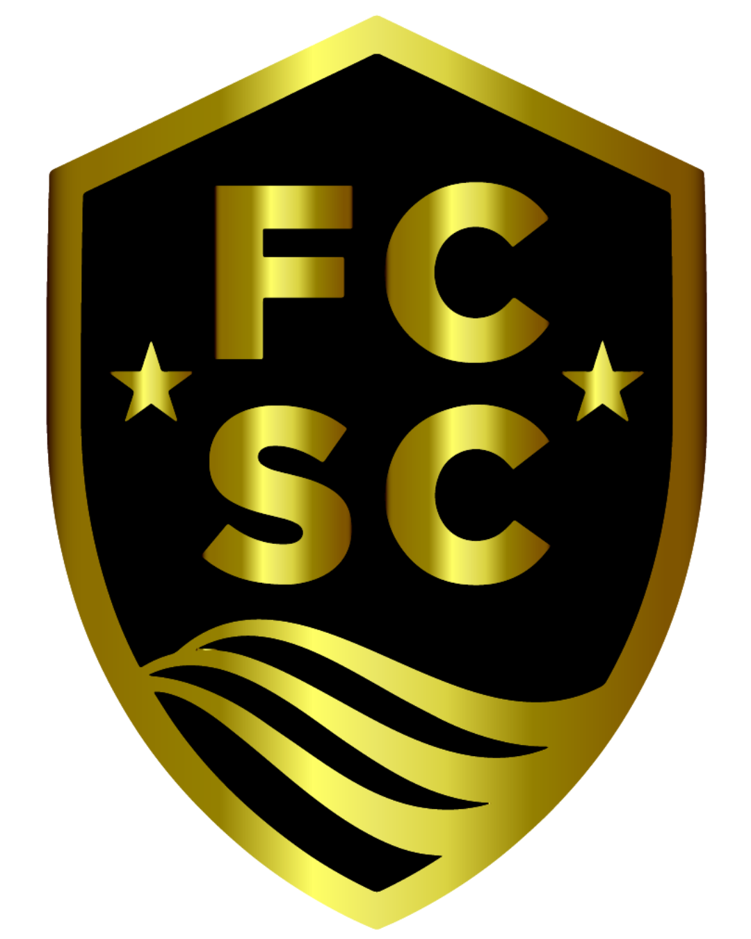 Gold and black shield logo with 