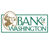 Bank of Washington logo with George Washington's profile in a gold oval, green text, and a green border.