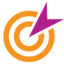 Orange target with purple arrow.