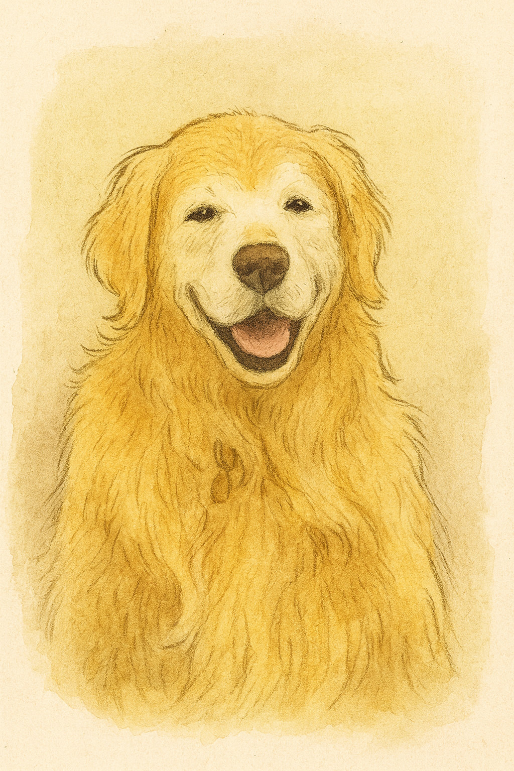 Drawing of the golden retriever dog named Maggie