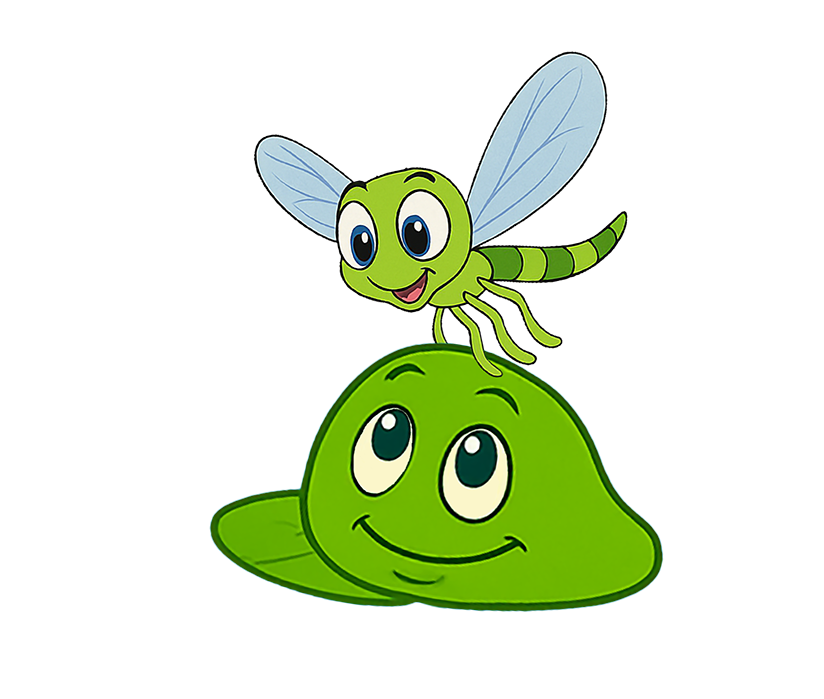 drawing of ripplefly on the lilypad's head