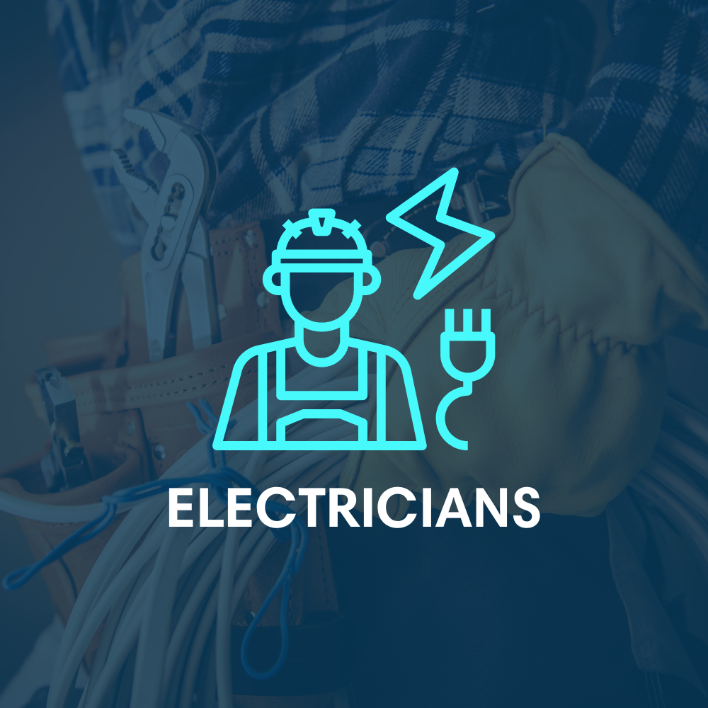 An icon of an electrician with a lightning bolt and an electric plug.