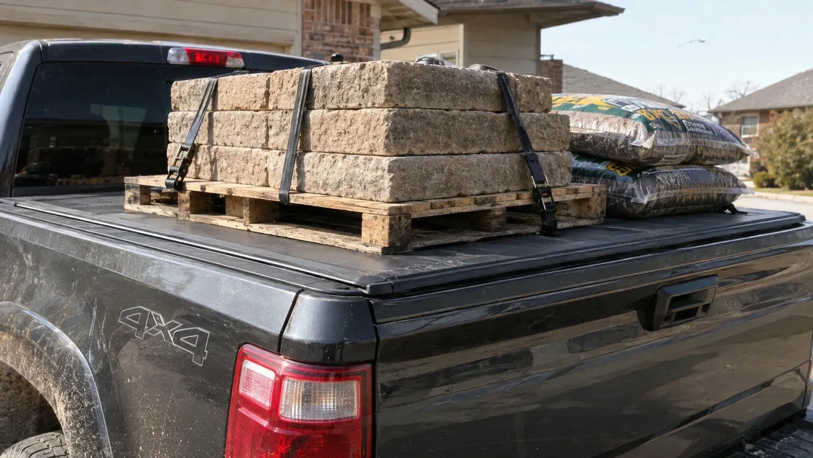 Heavy cargo load showing what happens if you overload your truck bed cover's weight rating.