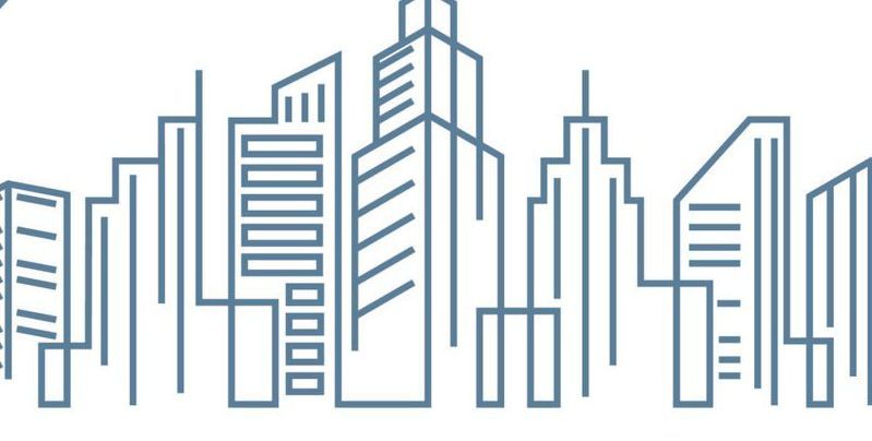 A line drawing of a city skyline with a lot of buildings. A line drawing of a city skyline with a lot of buildings.