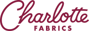 The logo for charlotte fabrics is a red logo on a white background.