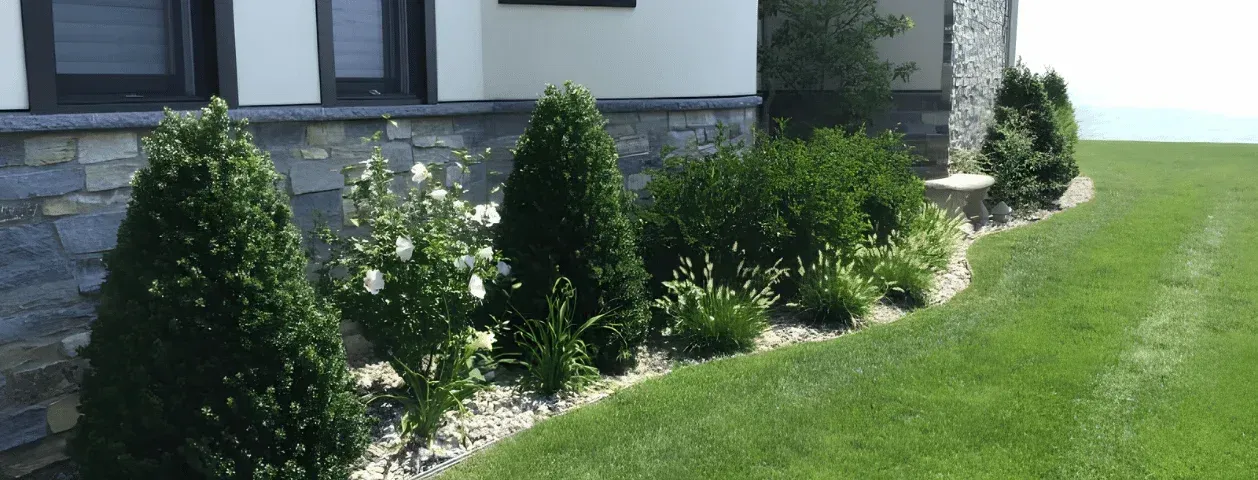 Beach Inspired Landscape Design with River Rock in Milford, CT