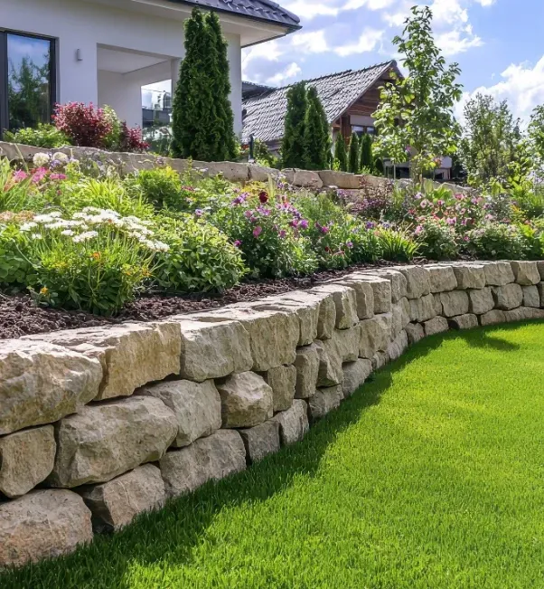 boulder and block retaining-walls