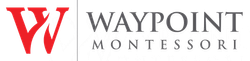 Waypoint Montessori logo with red W icon and gray text on white background