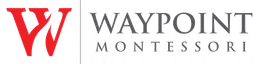 Waypoint Montessori logo with red W icon and gray text on white background