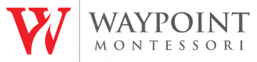 Waypoint Montessori logo with red W icon and gray text on white background