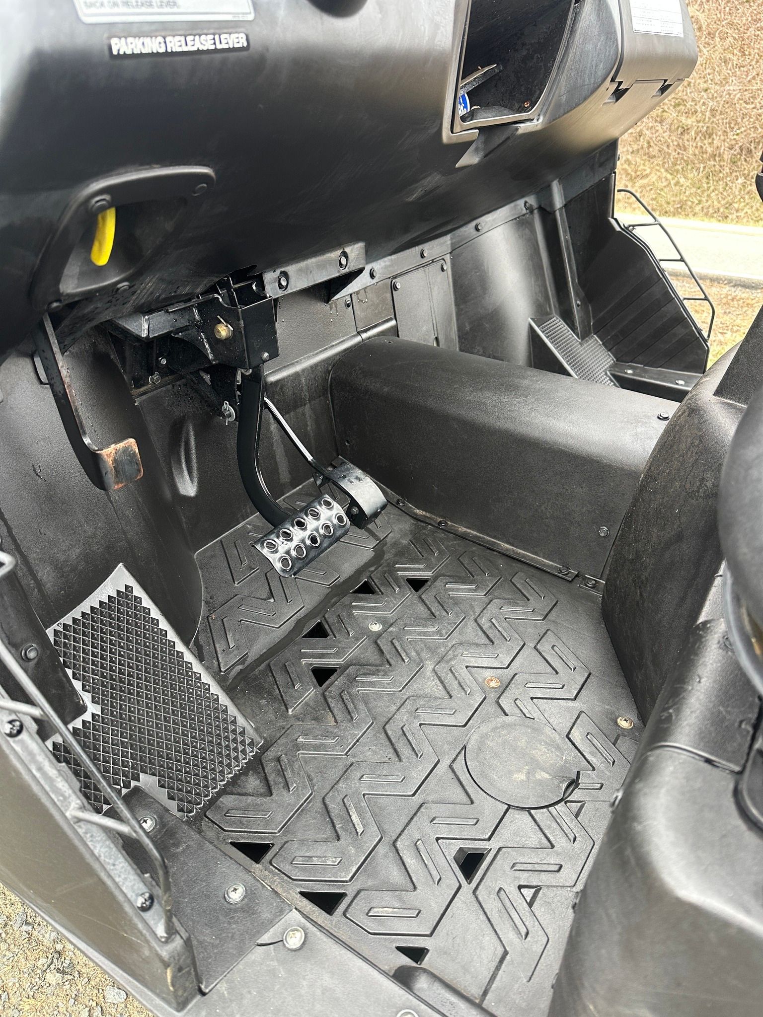 A close up of the inside of a motorcycle.