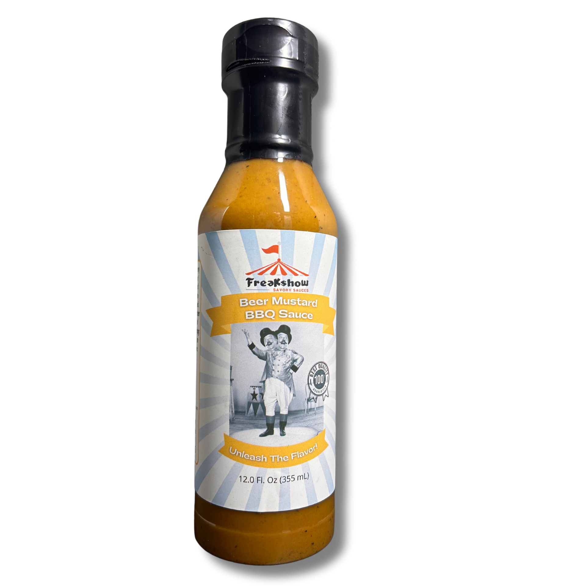 A bottle of food sauce with a picture of two children on the label