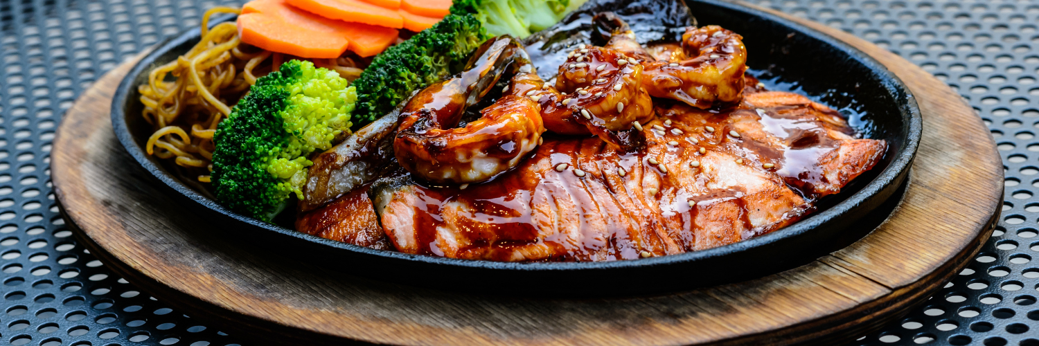 Teriyaki steak, shrimp and vegetables with Freakshow Savory Sauces Asian Teriyaki Teriyaki steak, shrimp and vegetables with Freakshow Savory Sauces Asian Teriyaki