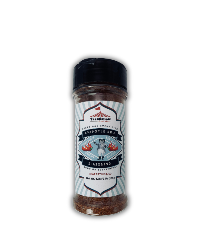 A bottle of seasoning on a white background.
