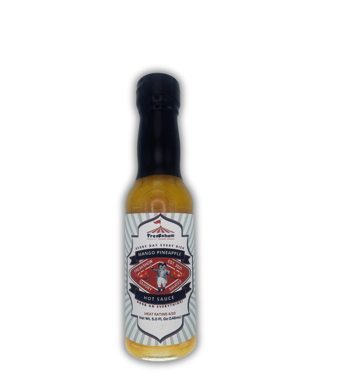 A bottle of hot sauce with a chef on the label
