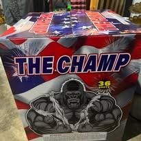 Box labeled “THE CHAMP” with a muscular gorilla graphic and red, white, and blue design.
