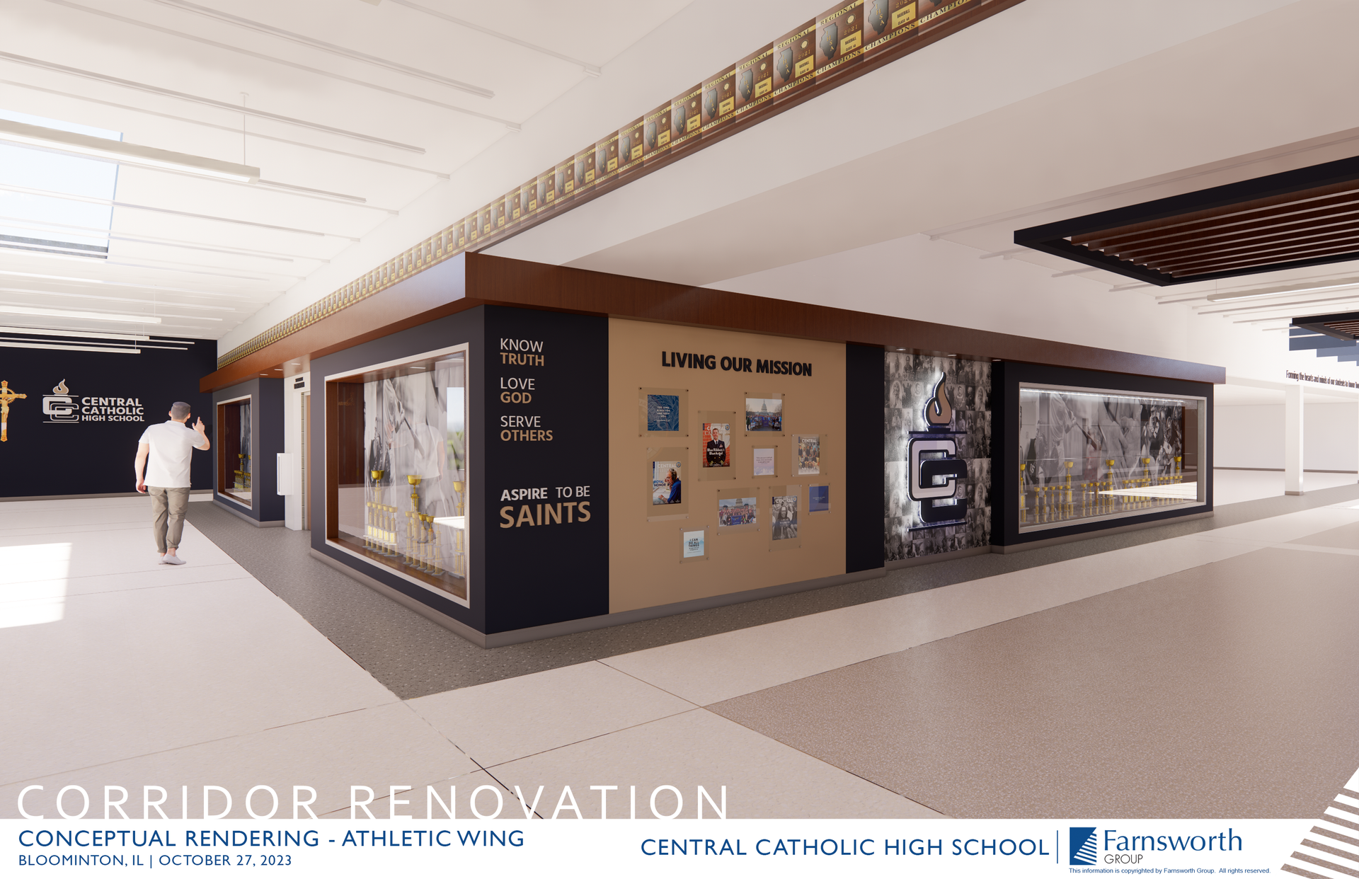 An artist 's impression of the corridor renovation at central catholic high school