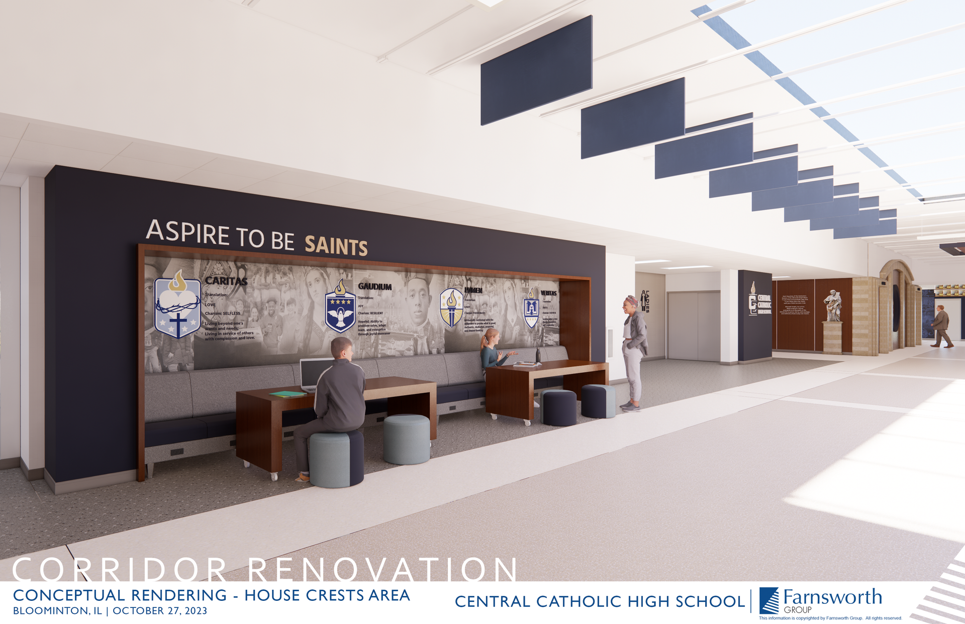 An artist 's impression of the corridor renovation at central catholic high school