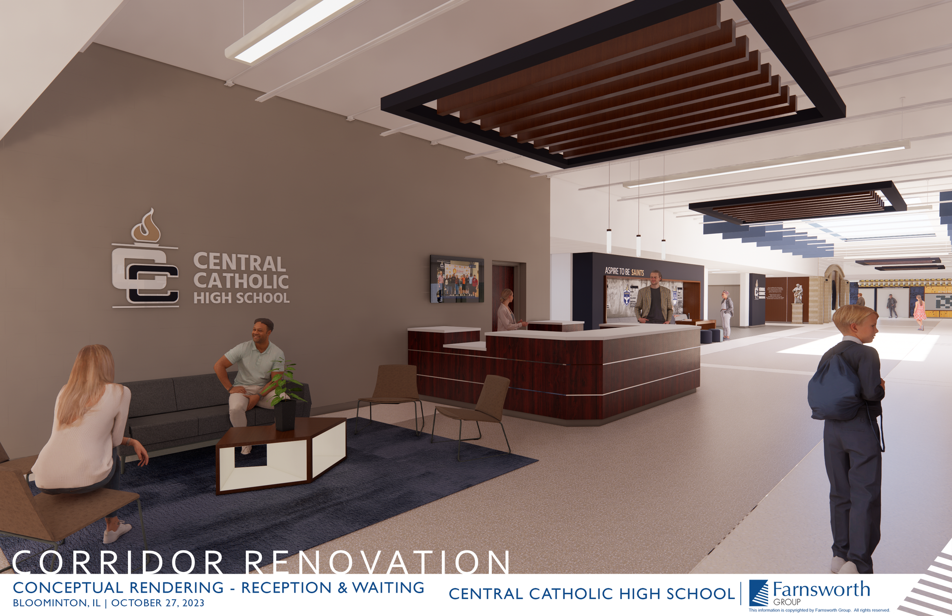 An artist 's impression of the corridor renovation at central catholic high school