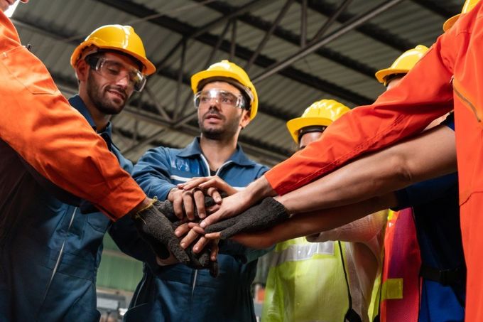 worker showing unity for protest