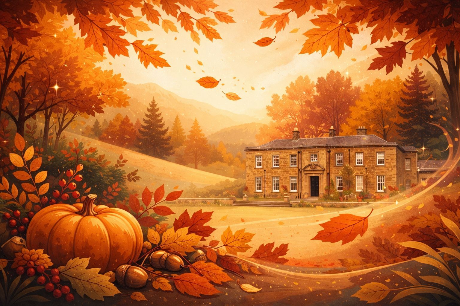 Nunthorpe Hall surrounded by autumn colours during the fall season