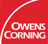 Owens Corning logo on a red background with a white arc.