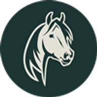 White horse head logo on a dark green circular background