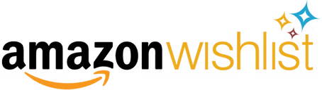 Amazon Wishlist logo with black and orange text and a smile arrow under Amazon.