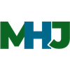 The mhj logo is green and blue on a white background.
