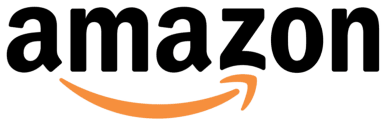 Amazon logo with black wordmark and orange smile arrow