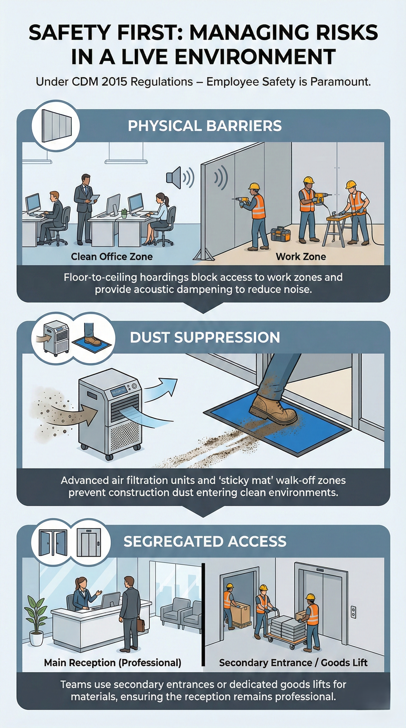 Infographic: Safety measures in a live environment rurbishing.