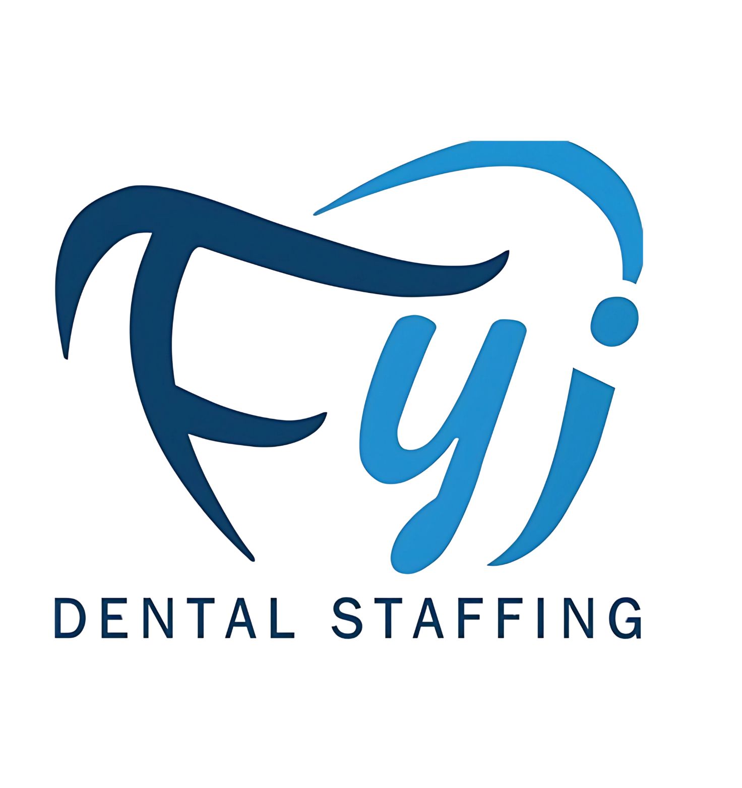 Fyi Dental Staffing logo in blue and black with stylized tooth and text