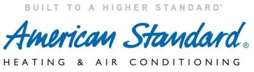 American Standard Heating & Air Conditioning logo with blue script text and gray tagline “Built to a Higher Standard”