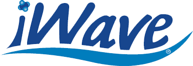 IWave logo in blue italic script with a swooping underline