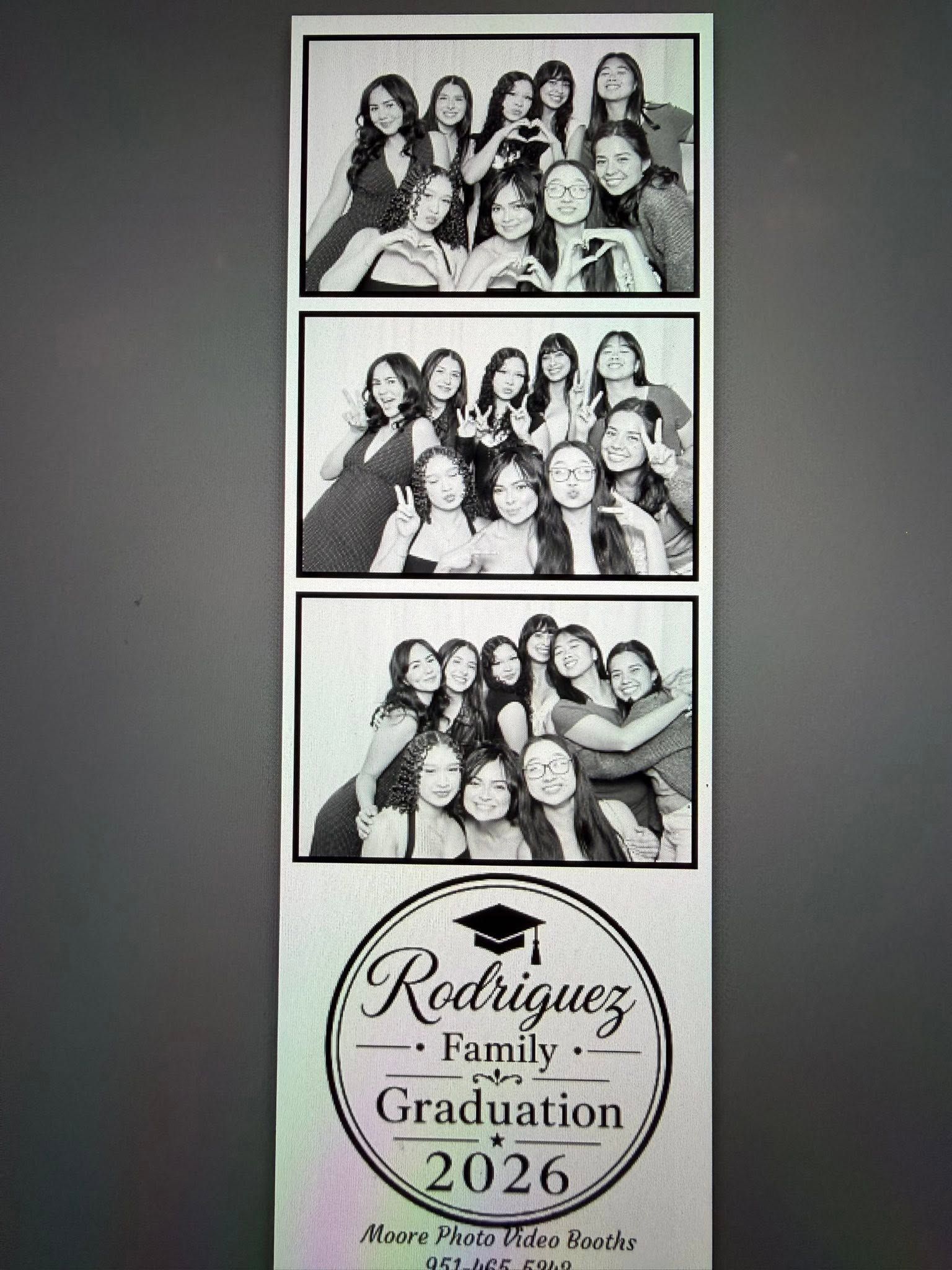 Vertical family photo collage with three group photos and “Rodriguez Family Graduation 2026” text at the bottom