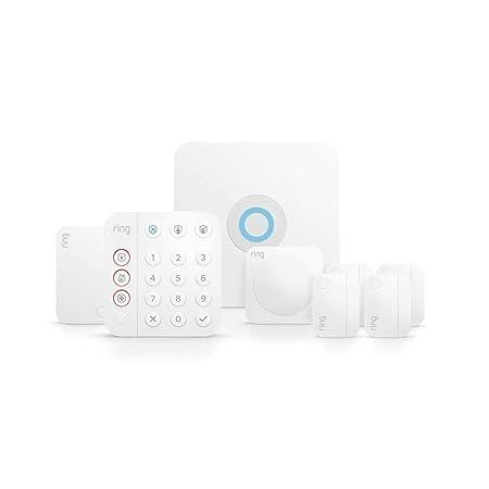 A ring security system with a keypad , motion sensors , and door locks.