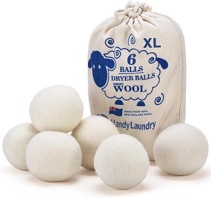 A bag of xl dryer balls made of wool