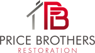 Price Brothers Restoration logo with gray and red stylized PB above the company name