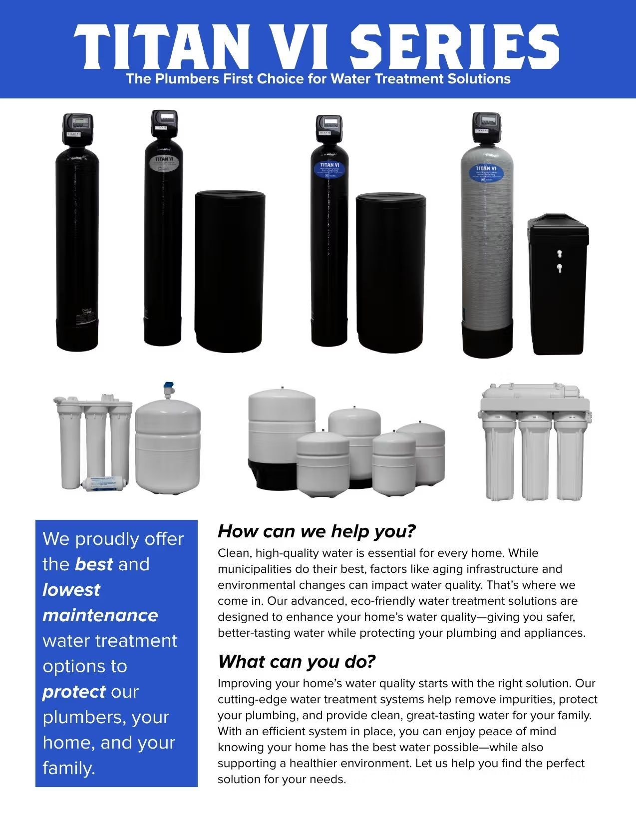Titan VI Series insulated bottle and container product lineup with blue header and feature text
