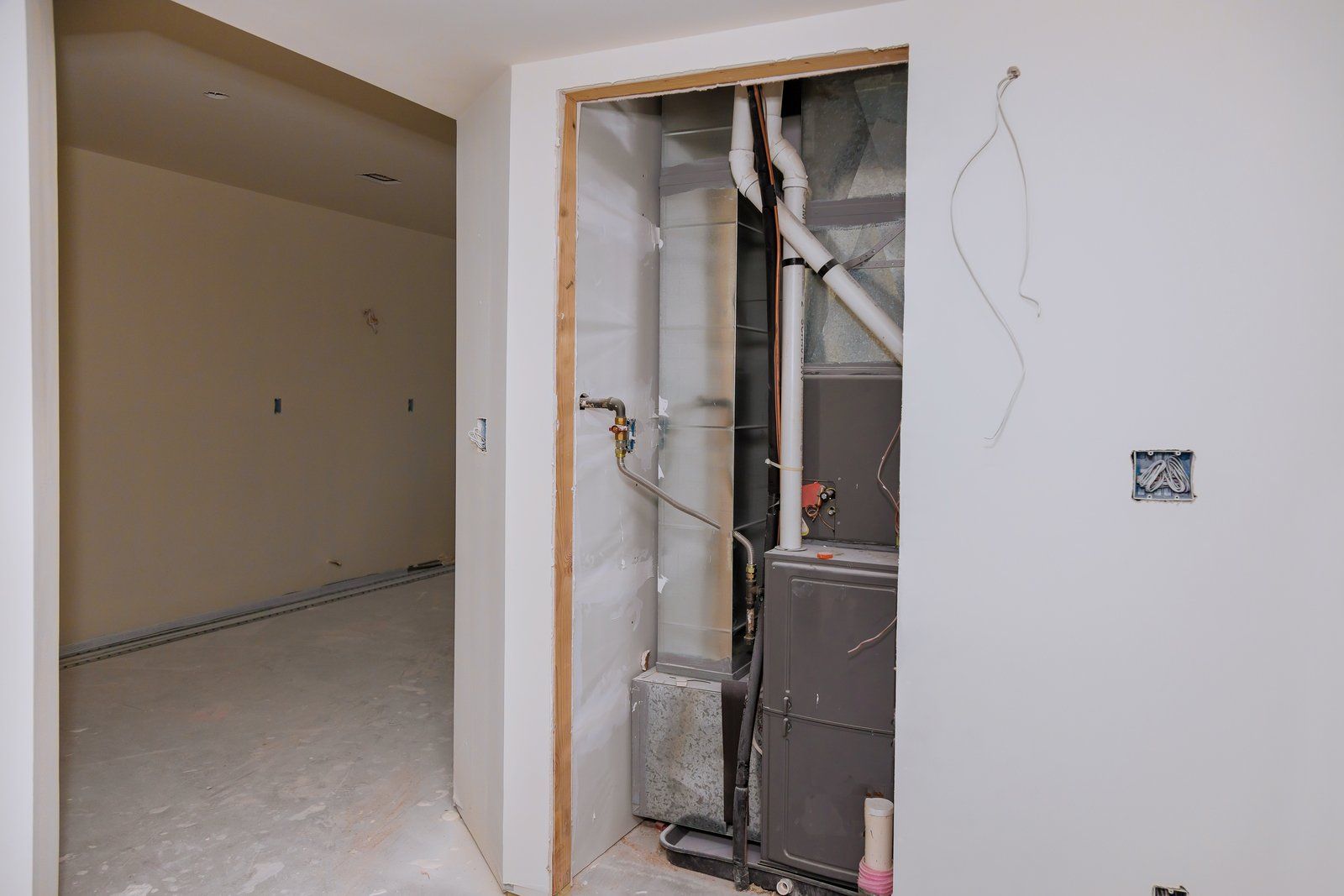 a room with furnace