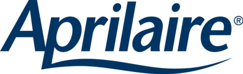 The dark blue Aprilaire company logo.